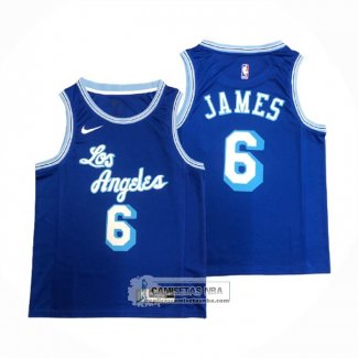 Camiseta Los Angeles Lakers LeBron James NO 6 Hardwood Classic 2021-22 Azul